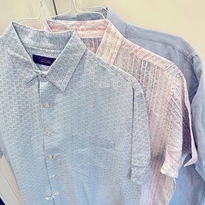 Tasso Elba XL linen & silk short sleeve shirts. Lot or 3!
